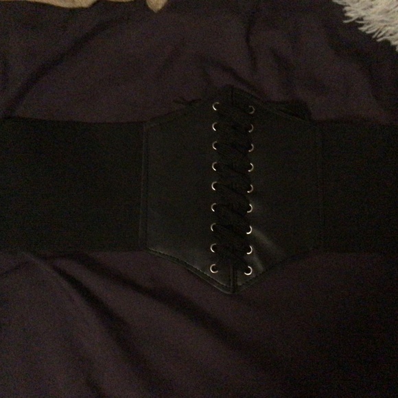 A black fitted corset.